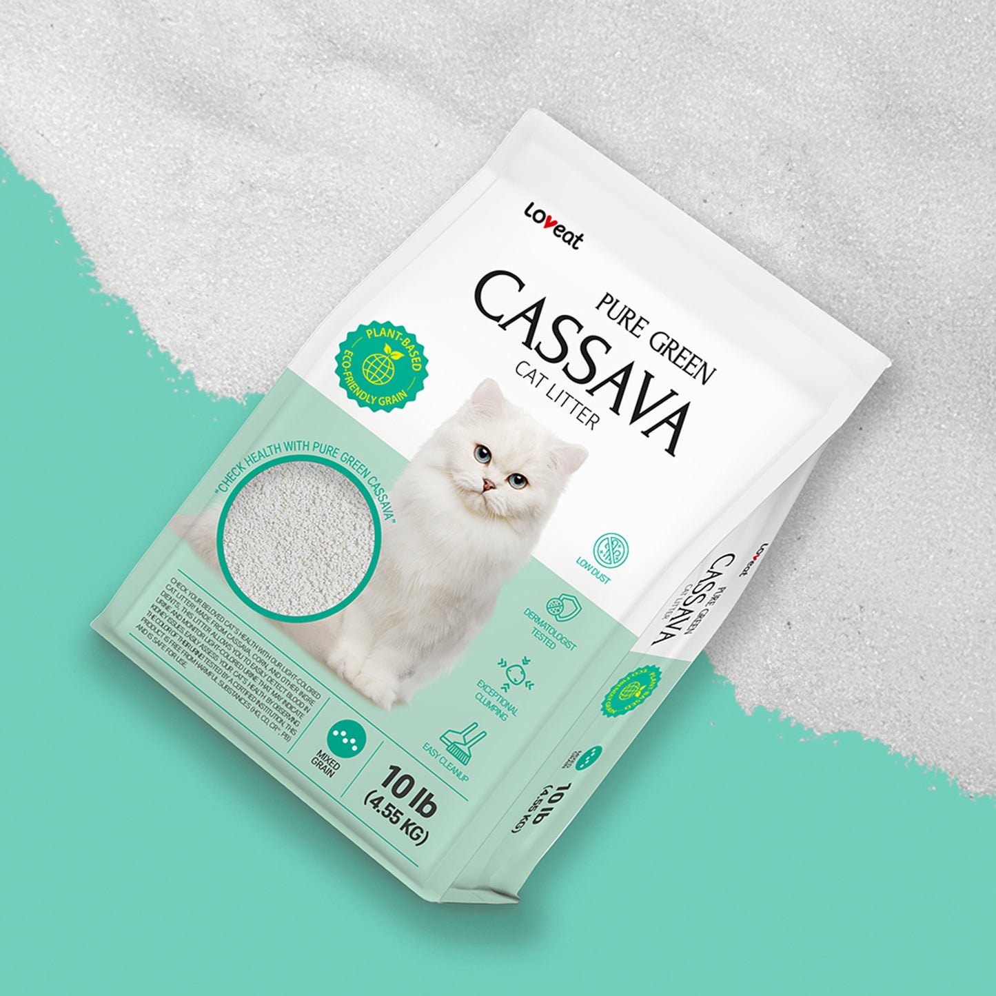 Sajo Loveat Pure Green Clumping Cassava Cat Litter, 10 Lb Bag, Case of 1