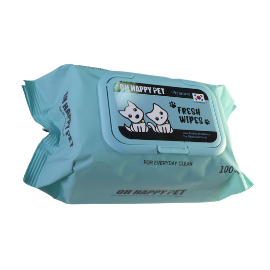 Oh Happy Pet Cats & Dogs Premium Wet Wipes, Blue, Pack of 100