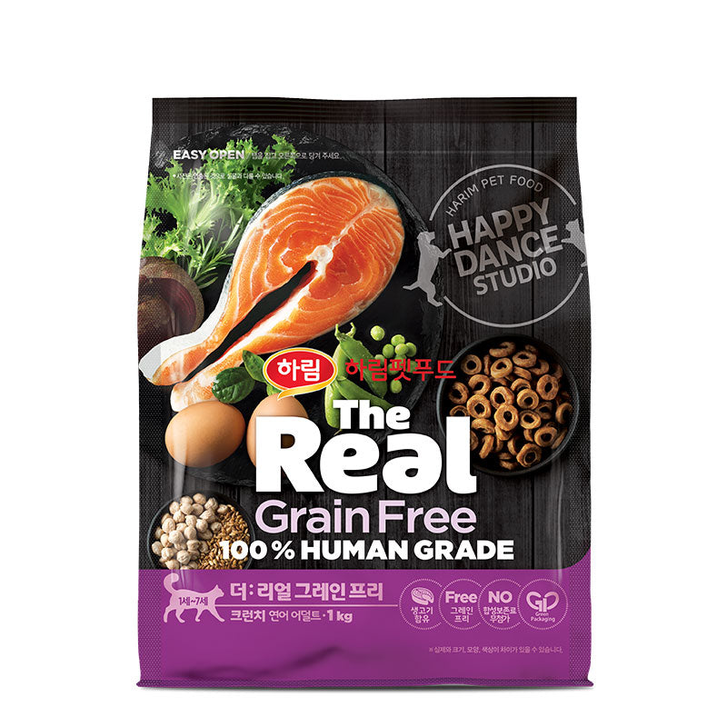 하림 더리얼 그레인프리 크런치 연어 어덜트 캣 푸드, 1kg