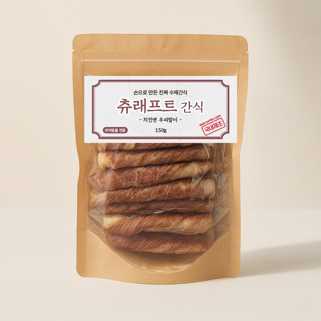 츄라프트 치킨 앤 우피 롤 고양이와 강아지 간식, 5.29oz, 1개입