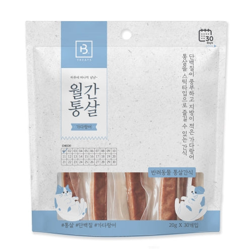 브리더랩 월간 가다랑어 고양이 & 강아지 간식, 21.16oz, 30개입