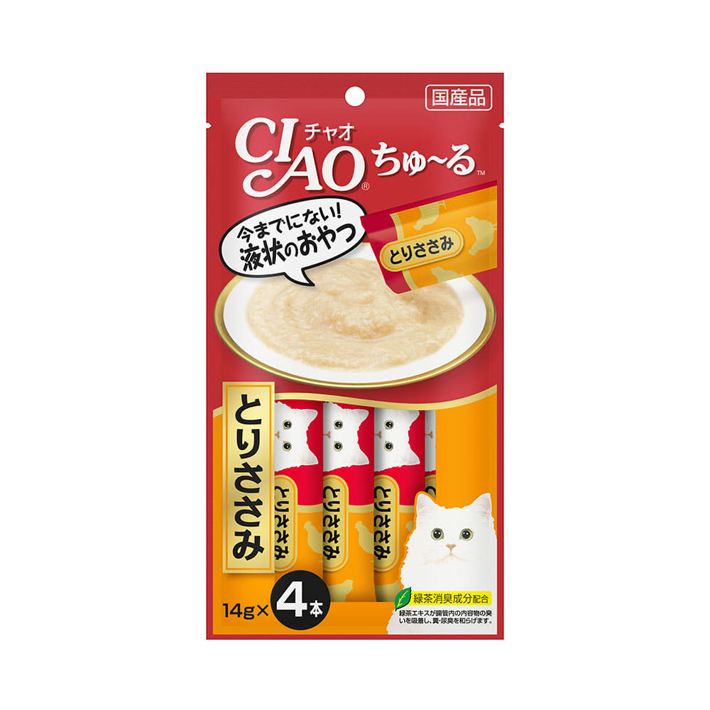 이마바 챠오 츄르 닭가슴살 고양이 간식, 0.49 Oz, 4개 팩