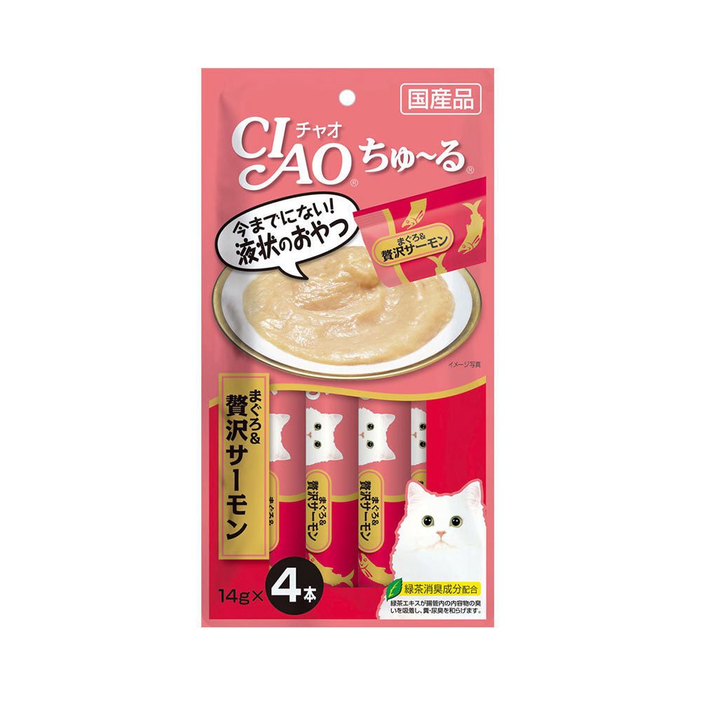 이타바 챠오 츄르 참치 & 연어 고양이 간식, 0.49 Oz, 4개 팩