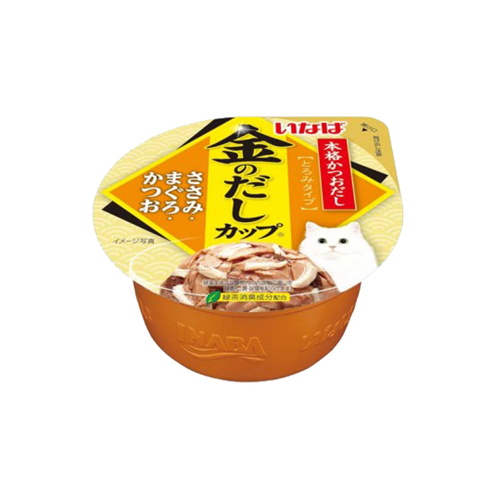 이나바 골든 브로스 컵 참치, 가다랑어 & 닭가슴살 고양이 식사, 2.47oz, 1개 케이스