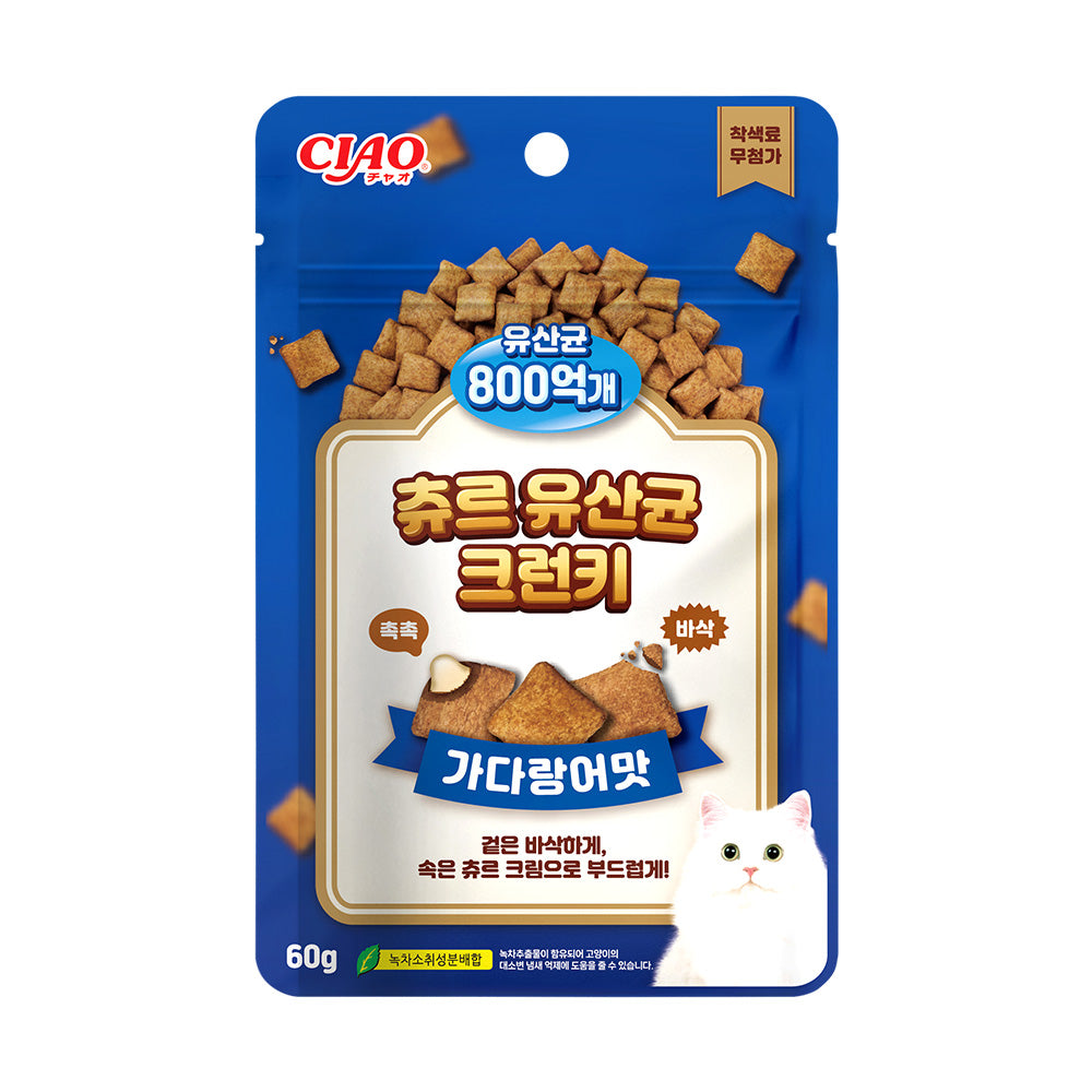 이나바 챠오 츄르 바삭 참치 프로바이오틱 고양이 간식, 2.12oz, 1케이스