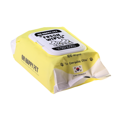 Oh Happy Pet Cats & Dogs Regular Wet Wipes, Yellow, Pack of 100