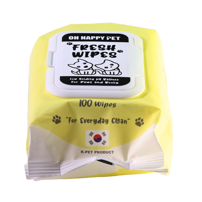 Oh Happy Pet Cats & Dogs Regular Wet Wipes, Yellow, Pack of 100