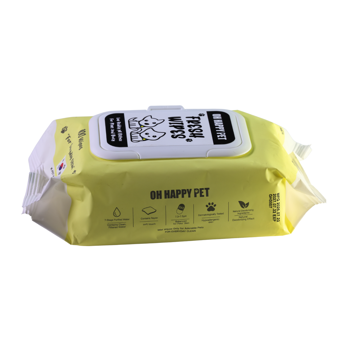 Oh Happy Pet Cats & Dogs Regular Wet Wipes, Yellow, Pack of 100