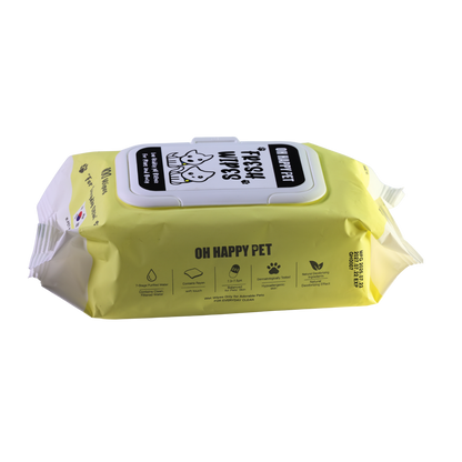 Oh Happy Pet Cats & Dogs Regular Wet Wipes, Yellow, Pack of 100