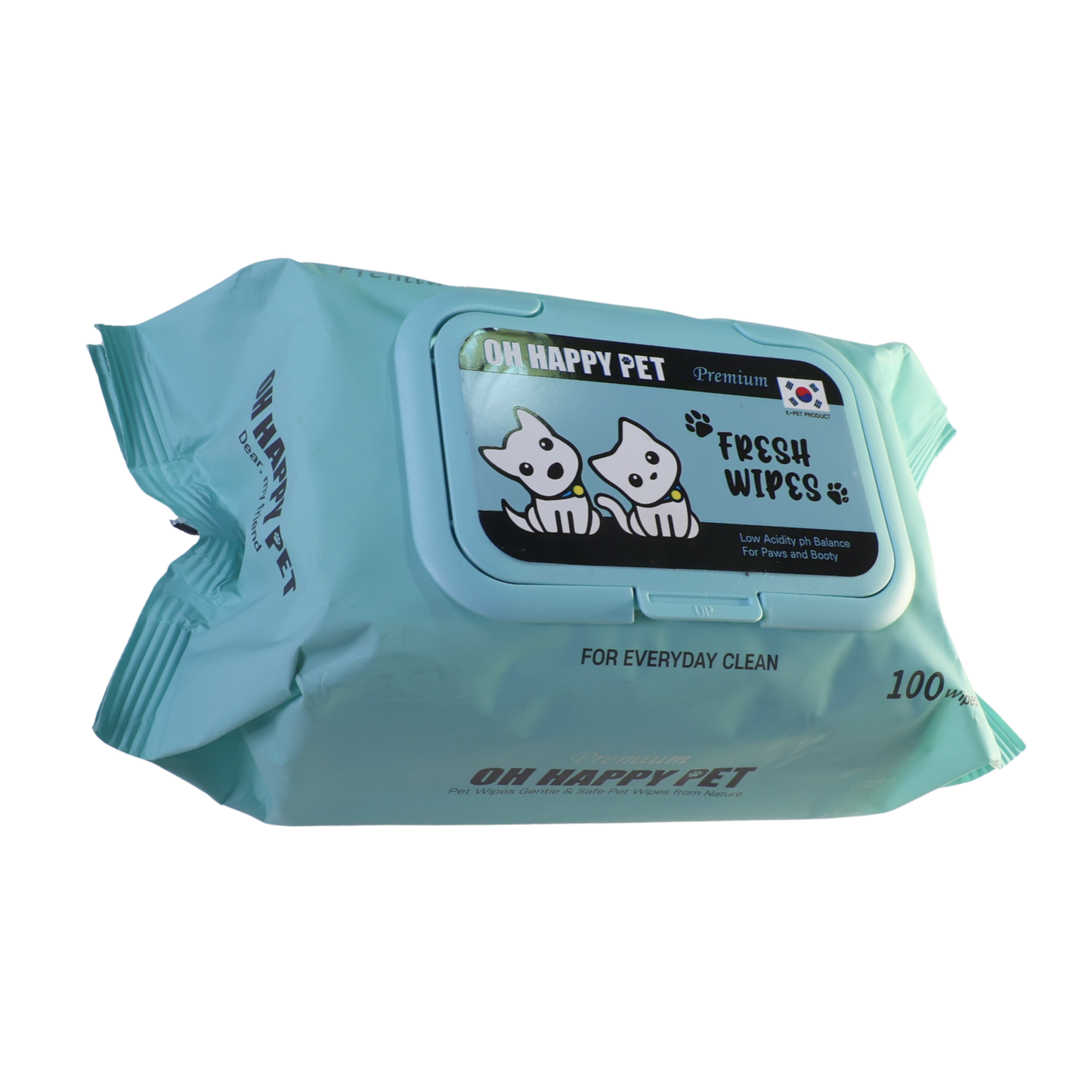 Oh Happy Pet Cats & Dogs Premium Wet Wipes, Blue, Pack of 100